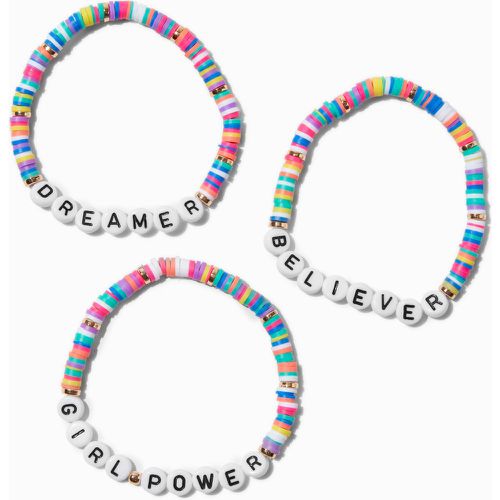 Bracelets élastiques pâte fimo -- mots inspirants Club - Lot de 3 - Claire's - Modalova