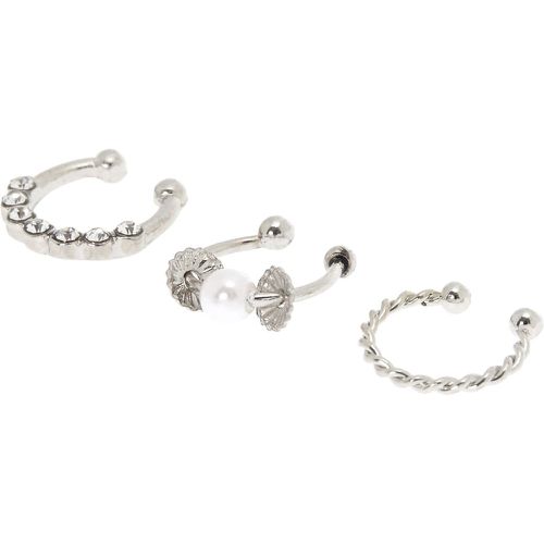 Faux anneaux pour cartilage perles d'imitation et strass couleur - Lot de 3 - Claire's - Modalova