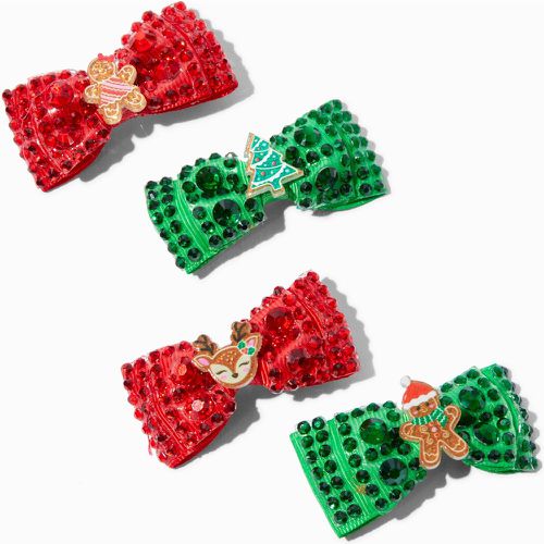 Barrettes à nœud icônes de Noël en strass - Lot de 4 - Claire's - Modalova