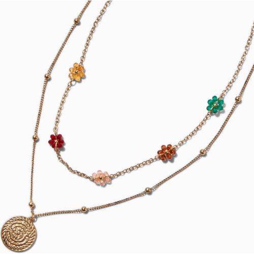 Collier multi-rangs à pendentif texturé couleur et fleur perlée - Claire's - Modalova