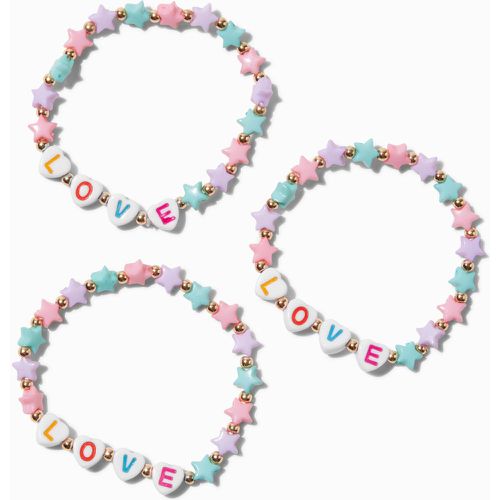Bracelets élastiques perlés étoile « Love » Club - Lot de 3 - Claire's - Modalova