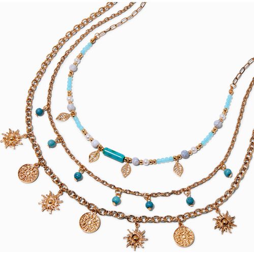 Collier multi-rangs perlé turquoise d'imitation et pièce couleur - Claire's - Modalova