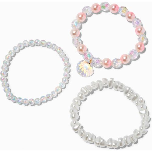 Bracelets élastiques perlés coquillages iridescents - Lot de 3 - Claire's - Modalova