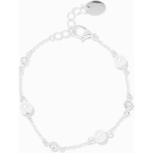 Bracelet de chaîne perles d'imitation et zircon cubique d’imitation couleur argentée - Claire's - Modalova