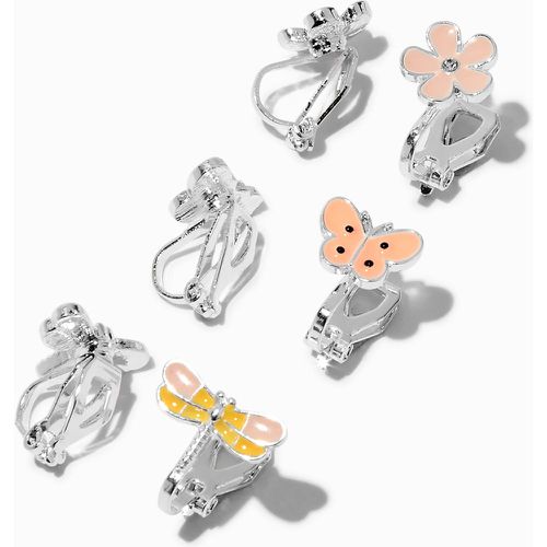 Boucles d'oreilles à clip fleur, papillon, libellule - Lot de 3 - Claire's - Modalova