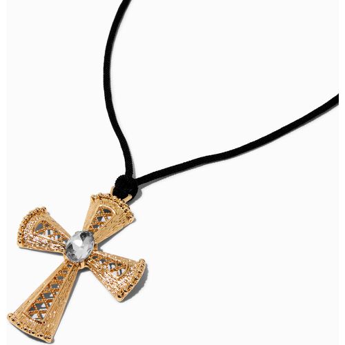 Collier en cordon pendentif croix couleur dorée - Claire's - Modalova