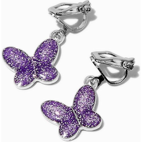 Pendantes à clip 2,5 cm papillon pailletées violettes - Claire's - Modalova