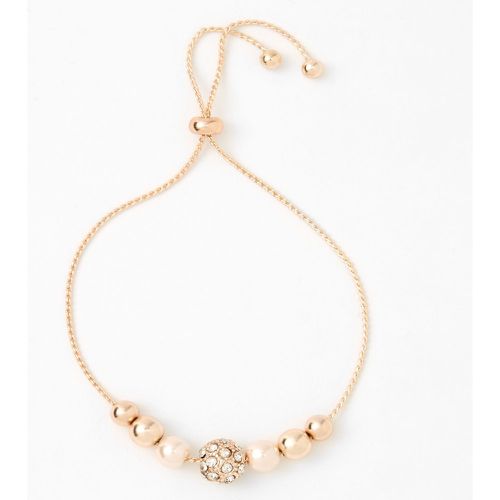 Bracelet bolo boule de feu et perles d'imitation avec strass couleur doré - Claire's - Modalova