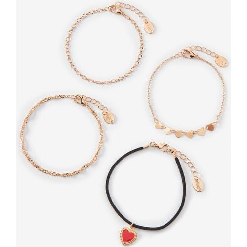Bracelets de chaîne couleur dorée cœur - Lot de 4 - Claire's - Modalova