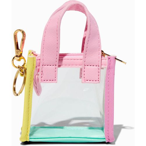 Porte-clés mini sac cabas color block pastel - Claire's - Modalova