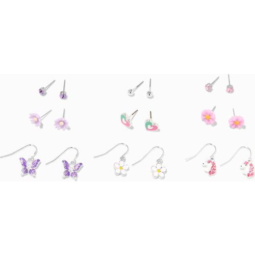 Boucles d’oreilles papillon et fleurs couleur - Lot de 9 - Claire's - Modalova