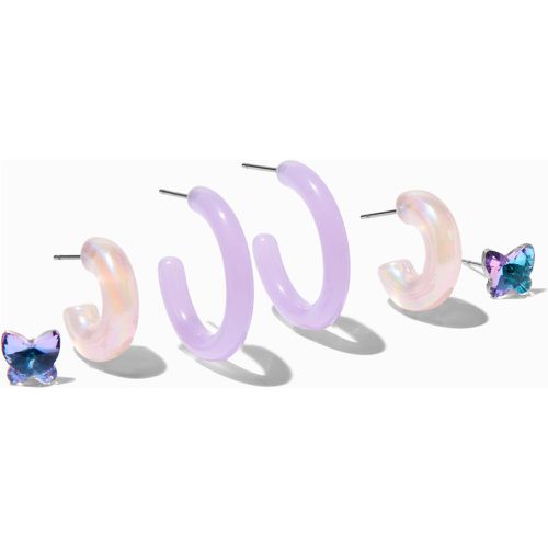 Boucles d’oreilles créoles empilables violettes - Lot de 3 - Claire's - Modalova