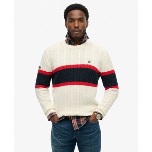 M6110710A Pull en jersey de coton rayé à torsades beige (XXL), Casuel, Manche longue - Superdry - Modalova