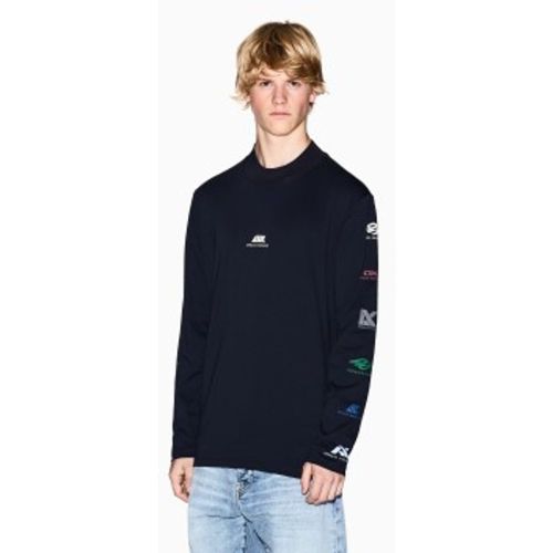 XM001434AF10362UB101 T-shirt Multilogo (XS), Casuel, Coton, Manche longue, Marine - A|X Armani Exchange - Modalova