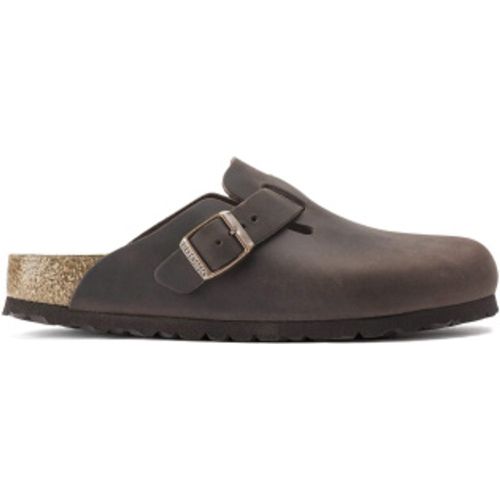 Sabots en cuir Boston Soft Footbed Waxy (Ajustement Étroit) marron (40), Plat, Aucun, Casuel - Birkenstock - Modalova