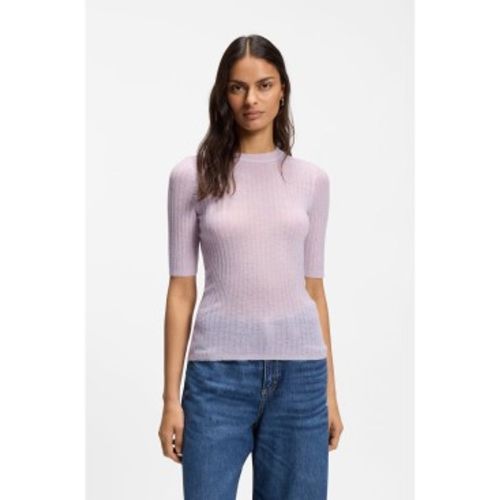 Pull en laine mélangée côtelée lilas (S), , Classique - Boss - Modalova