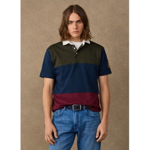 HM5700019 Polo rugby Patch multicolore (S), Casuel, Coton, Manche courte, Marine - Hackett London - Modalova