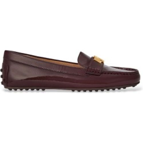 P04390002 Driver Barnsbury mocassins en cuir verni froissé (36), Plat, Aucun, Casuel, Grenat, Cl - Lauren Ralph Lauren - Modalova