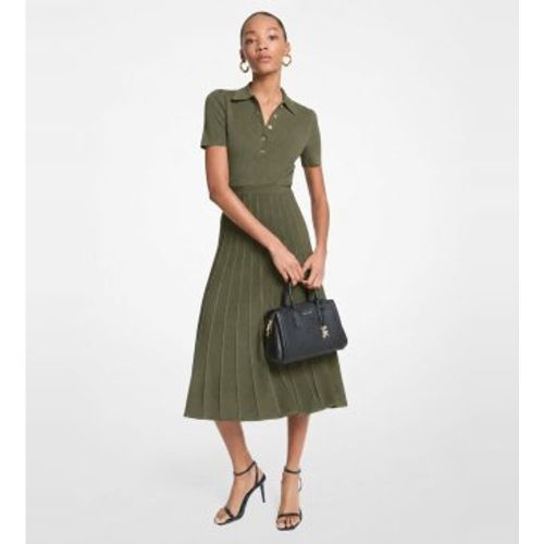 MT5834F33D Robe midi style polo en maille côtelée élastique (XS), Casuel, Viscose, Manche courte - Michael Kors - Modalova