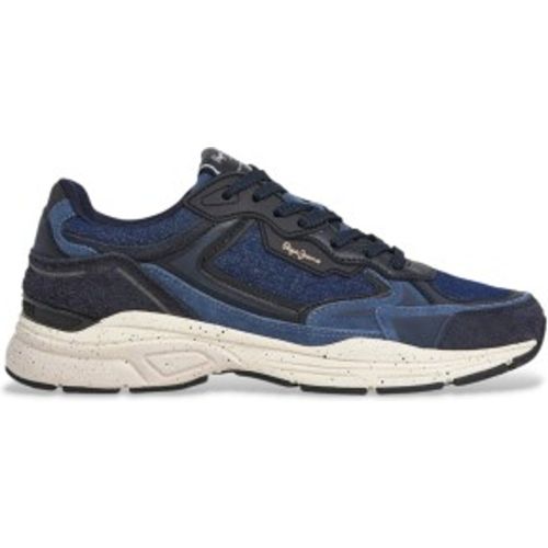 PMS600006 Dave Retro Leather Sneakers (42), Cuir, Plat, Lacets, Casuel, Marine - Pepe Jeans - Modalova