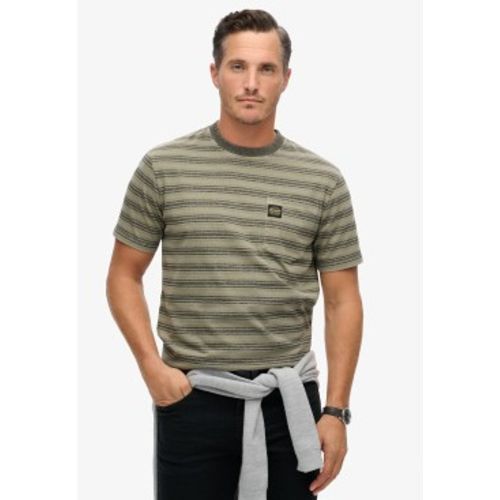 M1012043A T-shirt texturé à rayures avec poche (M), Casuel, Coton, Manche courte - Superdry - Modalova
