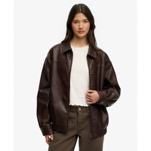 W5012158A Veste en cuir oversize à col, marron (L), Casuel, Polyester - Superdry - Modalova