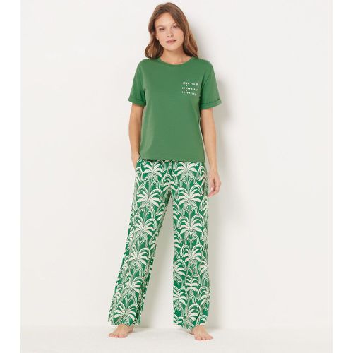 Pantalon de pyjama imprimé palmier coupe large 7/8ème - Vijay - XS - Etam - Modalova