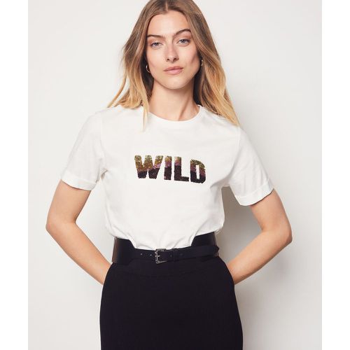 T-shirt manches courtes imprimé 'wild' en sequins - Figue - S - Etam - Modalova