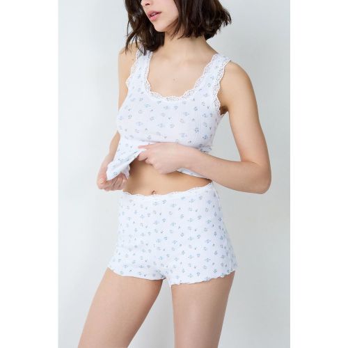 Short de pyjama en coton en pointelle imprimé détails dentelle - Chouchoutte - S - Etam - Modalova