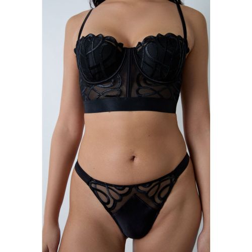Soutien-gorge bustier coques fines satin et broderie - Suspense - 85B - Etam - Modalova