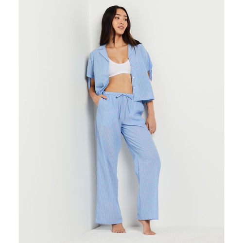 Pantalon de pyjama rayé brodé en coton - Begonia - XS - Etam - Modalova