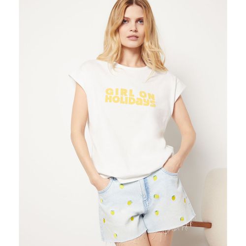 T-shirt imprimé 'girl on holidays' en coton - Boliday - S - Etam - Modalova