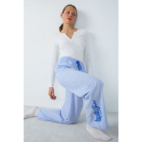 Pantalon de pyjama en coton détails broderie - Idienn - XS - Etam - Modalova