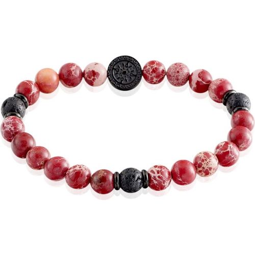 Bracelet Yasur Acier Oeil De Tigre Pierre De Lave - Jourdan - Modalova
