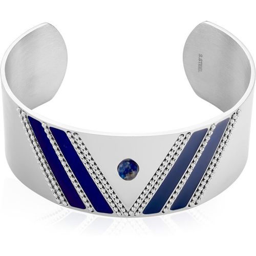 Bracelet Manchette Tamera Acier Lapis Lazuli - Imagine - Modalova