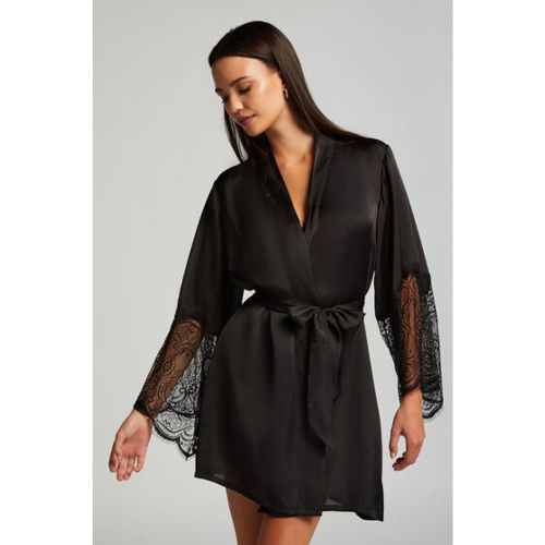 Hunkemöller Kimono Lace Satin Noir - Hunkemöller - Modalova