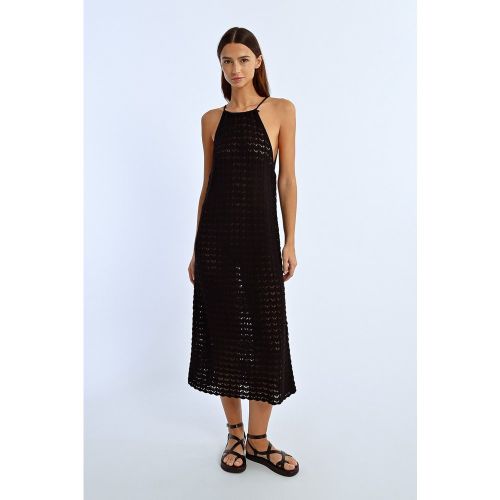 Robe longue en maille crochet - LILI SIDONIO - Modalova