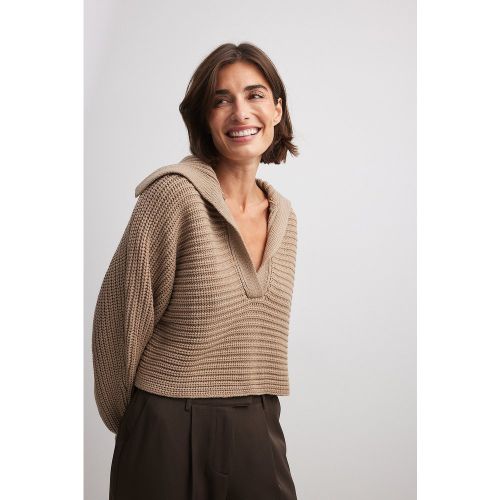 Gros Pull tricoté à grand col - Brown - NA-KD Trend - Modalova
