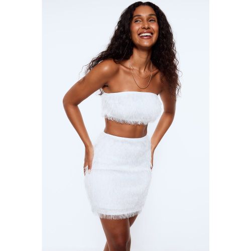 Faux Feather Mini Skirt - White - Lojsan Wallin x NA-KD - Modalova
