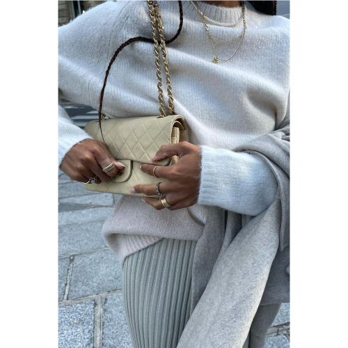 Pull en alpaga tricoté à col roulé - Offwhite - Sofia Coelho x NA-KD - Modalova