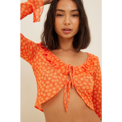 Chemisier volanté à imprimé - Orange,Flower - Misslisibell x NA-KD - Modalova