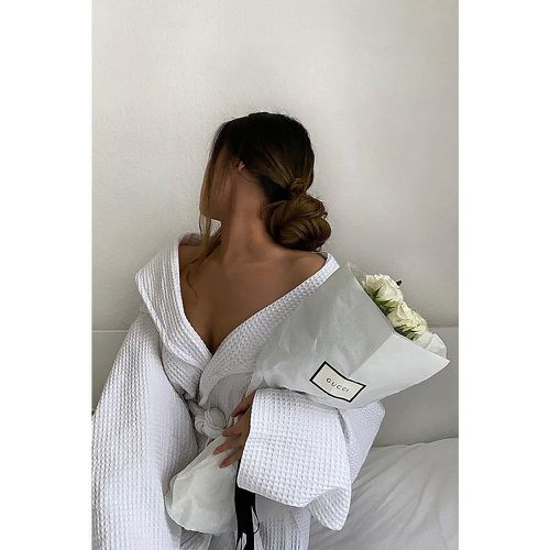 Robe longue gaufrée en coton biologique - White - NA-KD Lingerie - Modalova