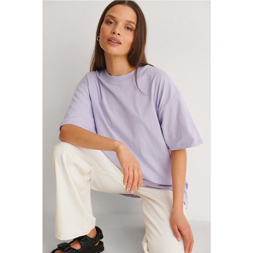T-shirt à col rond oversize bio - Purple - NA-KD Basic - Modalova