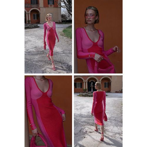 Robe mi-longue à blocs de couleurs - Pink - NA-KD ART - Modalova