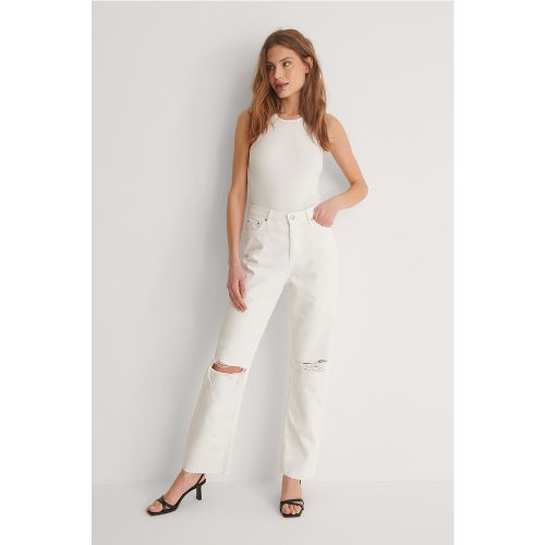 Jean déchiré droit taille haute - White - NA-KD - Modalova