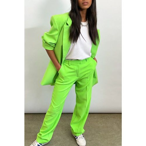 Pantalon de costume droit recyclé - Green - NA-KD Trend - Modalova
