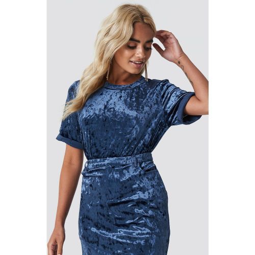 Velvet Rolled Up Top - Blue - Rut&Circle - Modalova