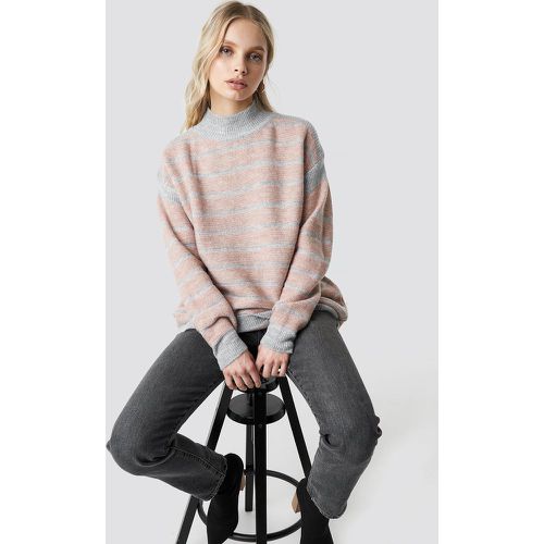 Polo Neck Striped Sweater - Pink,Multicolor - Trendyol - Modalova