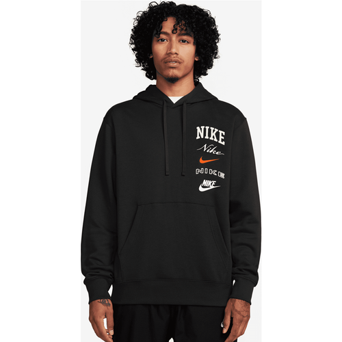 Club Fleece Hoodie Stack Graphics, , Apparel, black/sail/safety orange, taille: S - Nike - Modalova