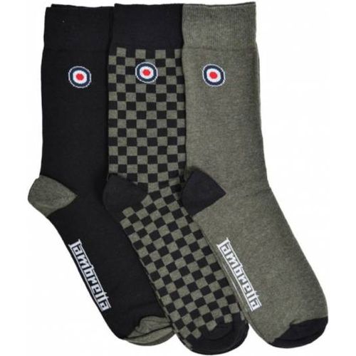 Checker Unisexe Chaussettes 3 paires SS1559-KHKI/BLK - Lambretta - Modalova